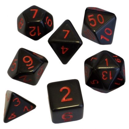 BLACKFIRE DICE - 16mm Set - Black with Red Numbers