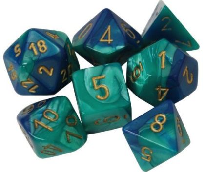 RPG DICE SET - CHESSEX - BLUE -TEAL/GOLD