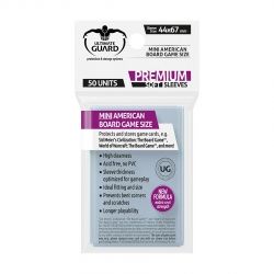 НЕМСКИ ПРОТЕКТОРИ UG - ULTIMATE GUARD PREMIUM SOFT SLEEVES MINI AMERICAN BOARD GAME 44x67 - 50 БР. ПРОЗРАЧНИ