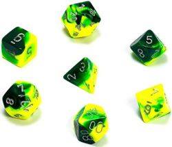 RPG DICE SET - CHESSEX - GREEN-YELLOW/ SILVER