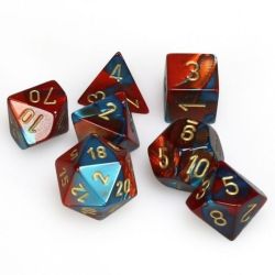 RPG DICE SET - CHESSEX - RED-TEAL/GOLD