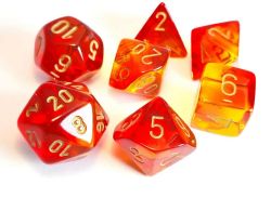 RPG DICE SET - CHESSEX - RED-YELLOW/GOLD TRANSLUCENT