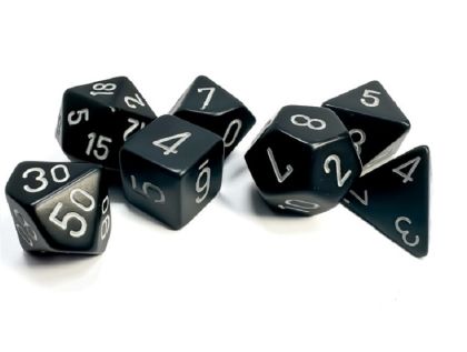 RPG DICE SET - CHESSEX - OPAQUE LIGHT BLACK/ WHITE