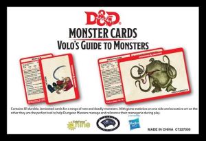 D&D  MONSTER CARDS - VOLO'S GUIDE TO MONSTERS