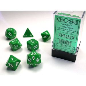 RPG DICE SET - CHESSEX - OPAQUE GREEN/ WHITE