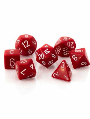 RPG DICE SET - CHESSEX - OPAQUE RED/ WHITE