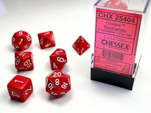RPG DICE SET - CHESSEX - OPAQUE RED/ WHITE