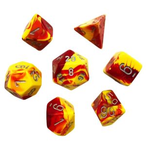 RPG DICE SET - CHESSEX - RED-YELLOW/ SILVER