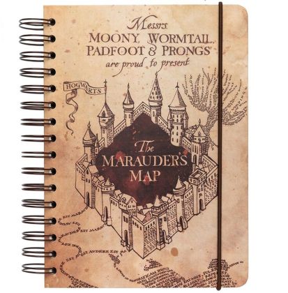 ТЕТРАДКА С ТВЪРДИ КОРИЦИ И СПИРАЛА -  HARRY POTTER - MARAUDERS MAP 