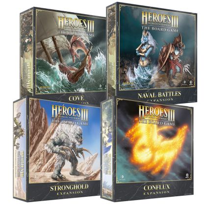 БЪНДЪЛ ALL-NEW 2026 HEROES OF MIGHT & MAGIC III: THE BOARD GAME EXPANSIONS - CONFLUX + STRONGHOLD + COVE + NAVAL BATTLES