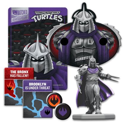 БЪНДЪЛ ALL-IN UNMATCHED ADVENTURES: TEENAGE MUTANT NINJA TURTLES + ULTIMATE MINIATURE PACK + SHREDDER VS  KRANG + DELUXE TOKENS + SLEEVES + COLLECTOR COIN + ALT ART + FOIL CARDS